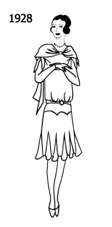 Sketch Of Woman Wearing A Dress With Godets Set In The Hem In 1928