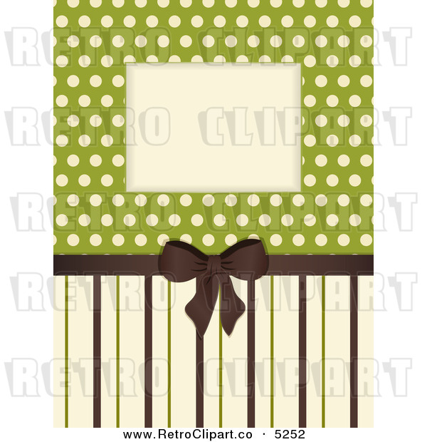 Vector Clipart Of A Retro Brown Tan And Green Stripe And Polka Dot