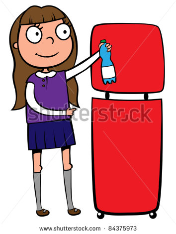 Girl Recycling A Plastic Bottle Vector Illustration Stock Clipart
