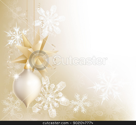 Gold Snowflake And Christmas Bauble Background Stock Vector Clipart A
