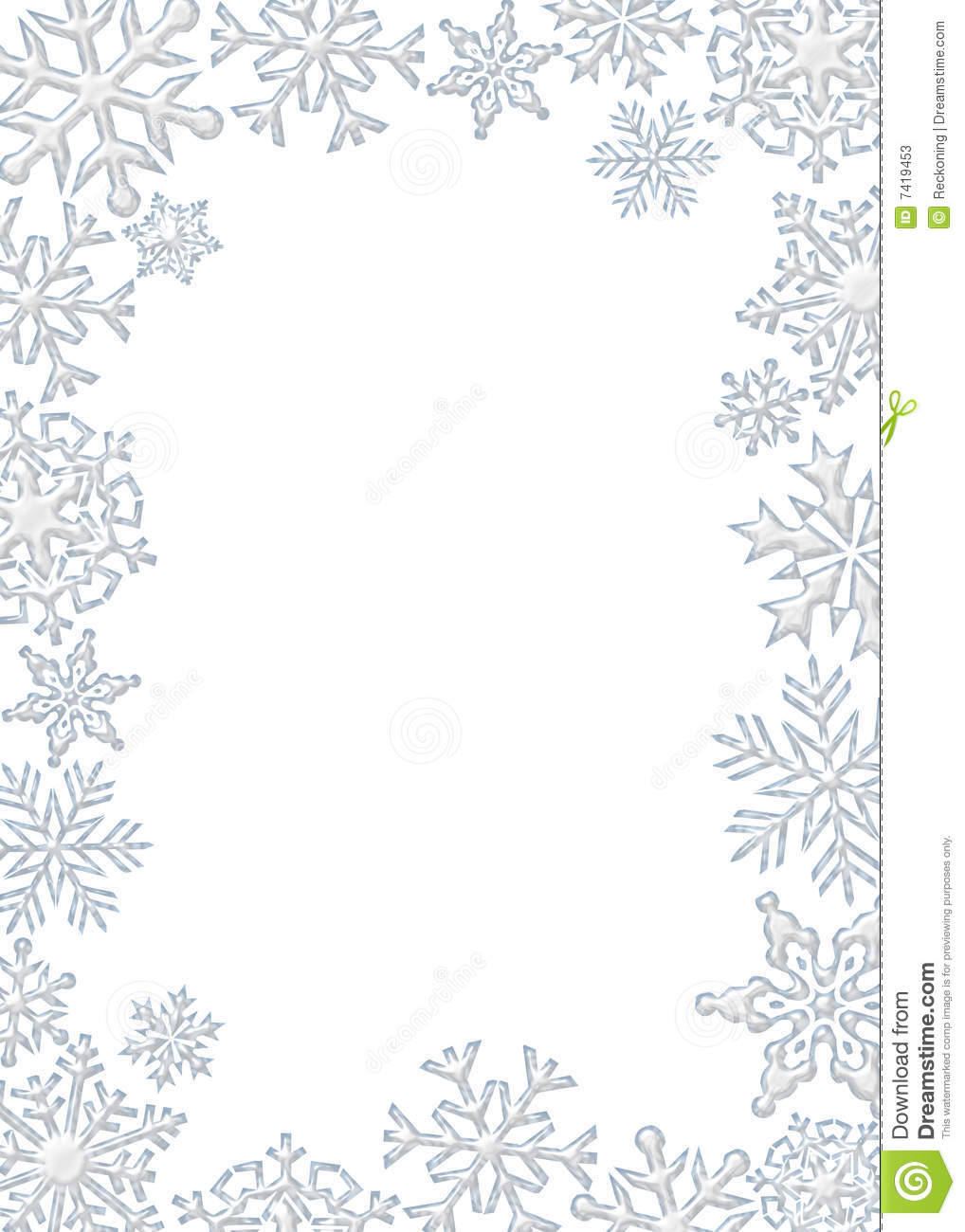 Graphic Illustration Of White Snowflake Border