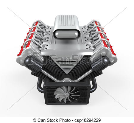 Car Motor Clipart Stock Illustration   V8 Car