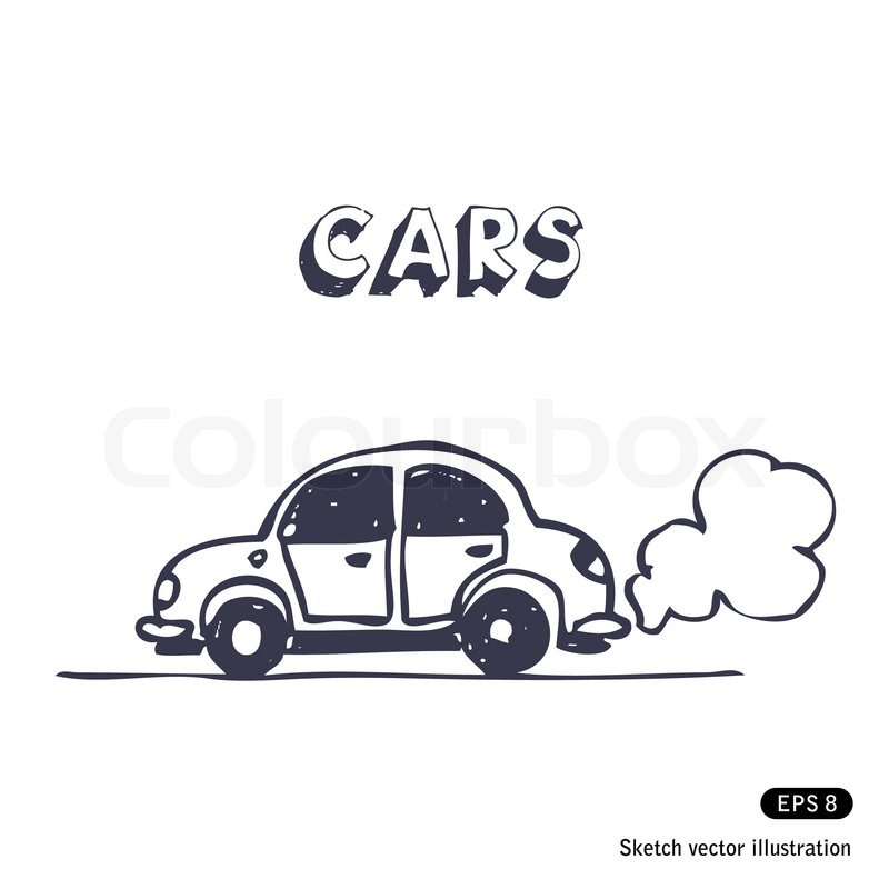 Cartoon Car Blowing Exhaust Fumes   Vector   Colourbox