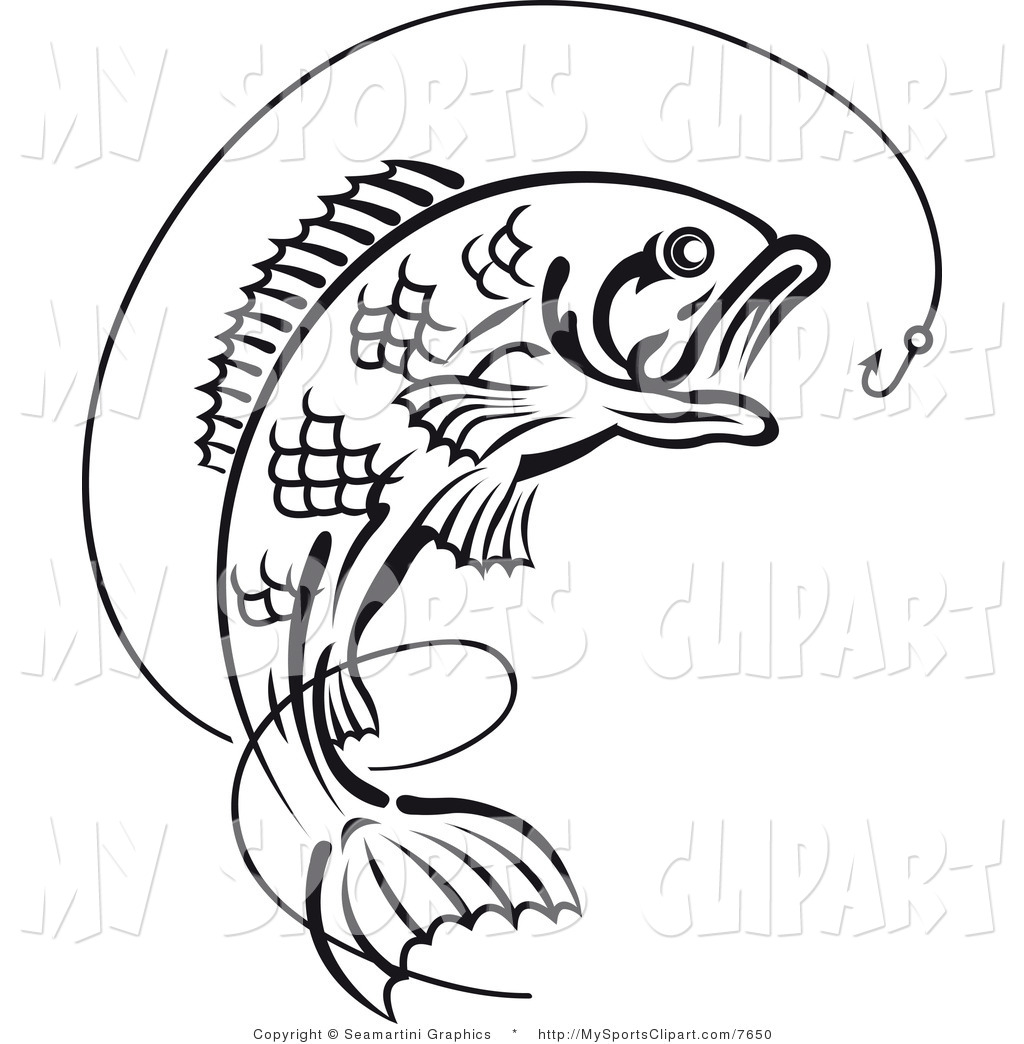 Fish Clipart Sports Clip Art Of A Fish And Hook With Line By