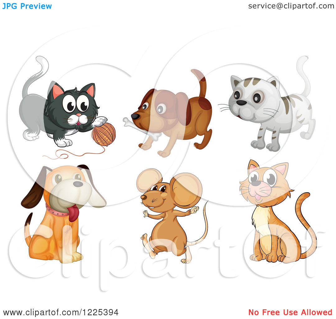 Clipart Of Dogs Cats And Mice   Royalty Free Vector Illustration By