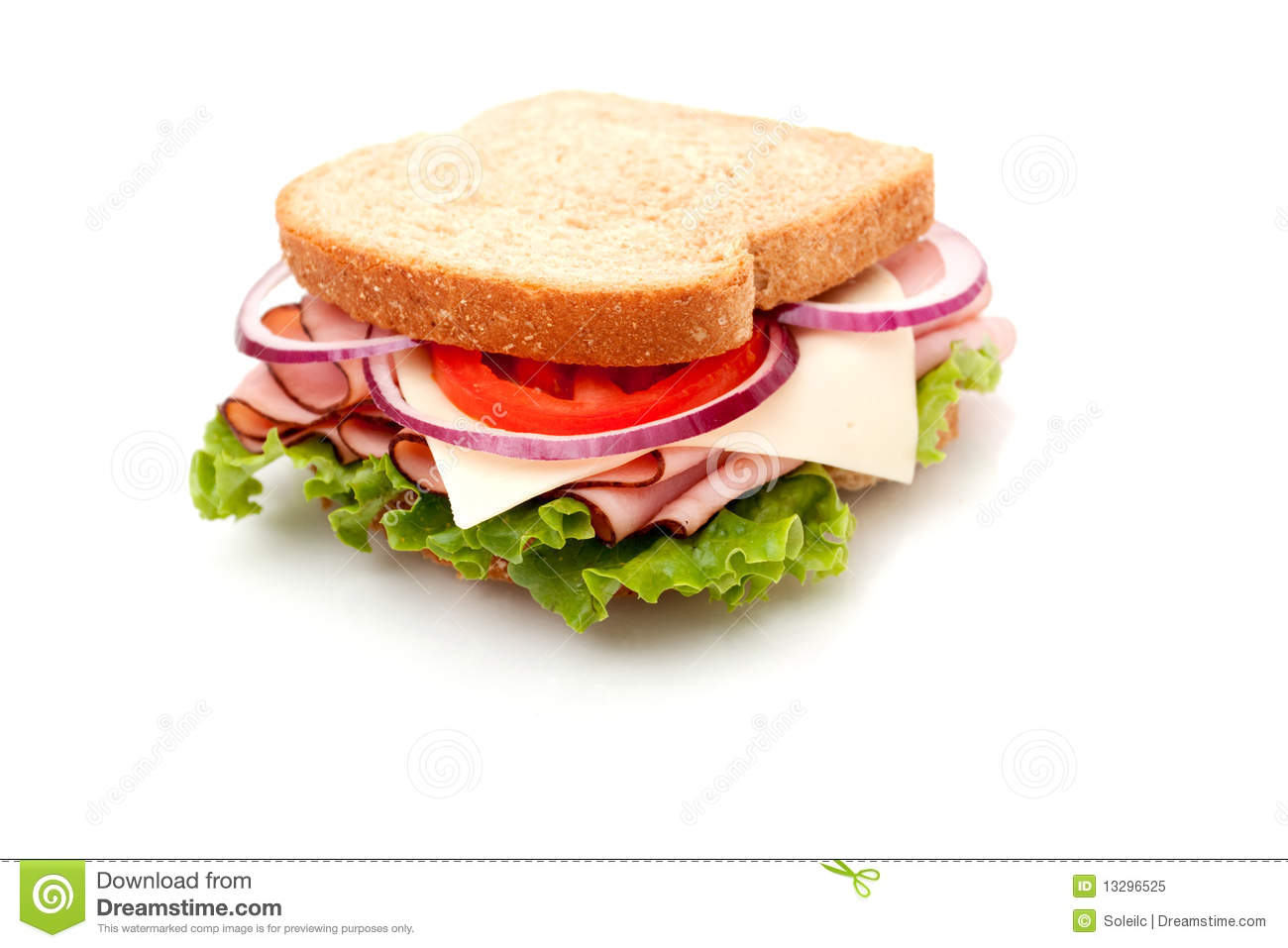 Ham Sandwich On Whole Wheat Bread Royalty Free Stock Photo   Image