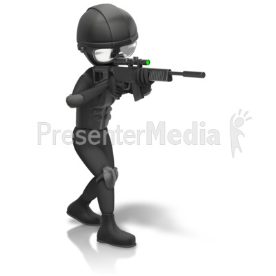 Swat Figure Holding Gun   Signs And Symbols   Great Clipart For