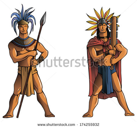 Warriors Of South America Mayan Aztec Or Inca Vector Illustration
