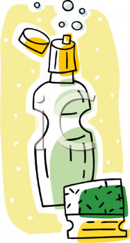 Bottle Of Dish Soap With A Sponge   Royalty Free Clip Art Illustration