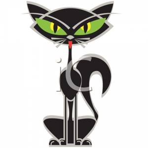     Cartoon Of A Scary Cat With Green Eyes   Royalty Free Clipart Picture