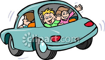 Kids In The Back Window Of A Car Royalty Free Clipart Image
