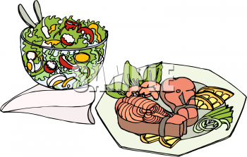 Salmon And Salad Meal Clipart Picture   Foodclipart Com