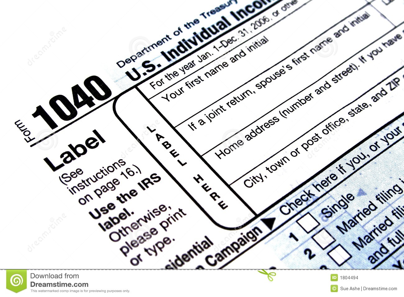 1040 Tax Form Editorial Stock Image   Image  1804494