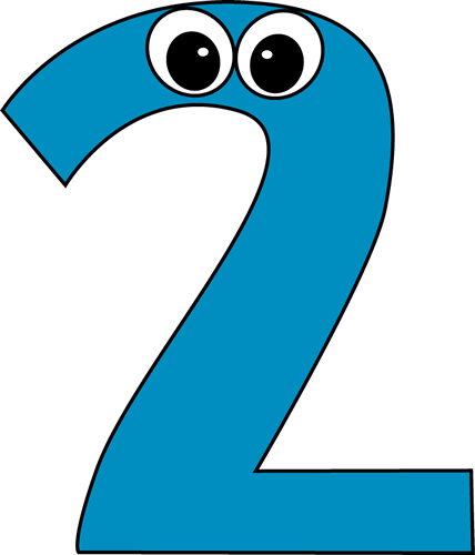 Cartoon Number Two Clip Art Image   Blue Number Two With Cartoon Eyes