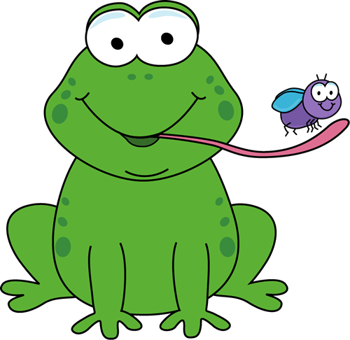 Frog Eating A Fly Clip Art Image   Cartoon Frog With Its Tongue Out