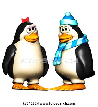 Silly Girl Clipart Two Cute Penguins Boy Penguin Acting Silly  Girl