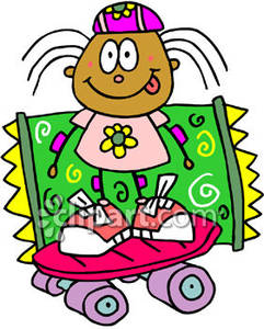 Silly Girl Skateboarding   Royalty Free Clipart Picture
