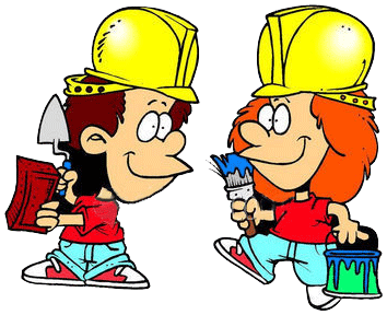 Silly Labor Day Workers A Funny Young Bricklayer And Silly Girl
