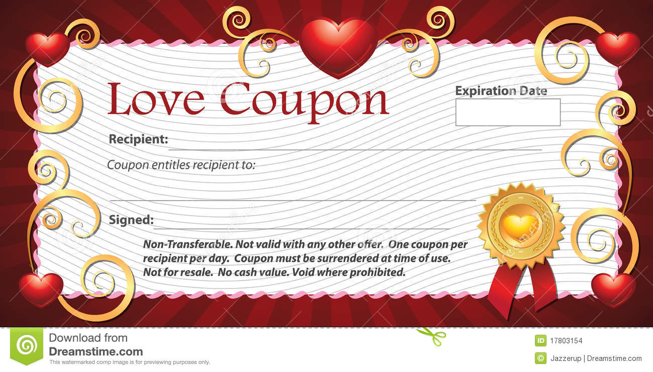 Blank Love Coupon Stock Images   Image  17803154