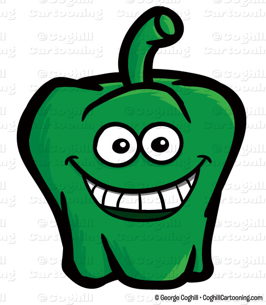 Cartoon Green Pepper Clip Art Stock Illustration   Coghill Cartooning