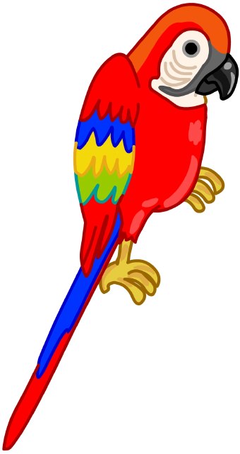 Clip Art Of A Red Parrot With Colorful Feathers