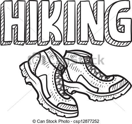 Clipart Vector Of Hiking Sketch   Doodle Style Hiking Outdoor Sports