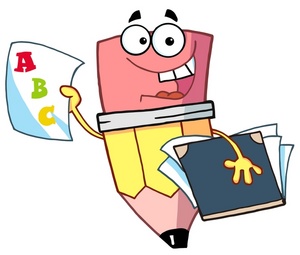 Learning Clipart Image   A Pencil Holding A Folder And A Report Card