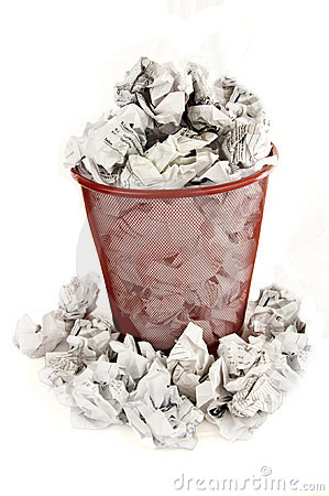 Trash Bin Is Filled With Paper Waste Royalty Free Stock Image   Image