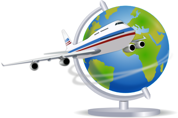 Airplane Traveling The Globe Clip Art At Clker Com   Vector Clip Art