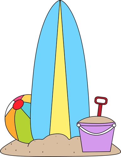 And Beach Toys In The Sand Clip Art Image   Surfboard And Beach Toys