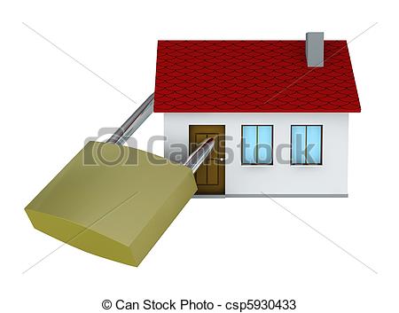 Drawings Of Safe House   One 3d Render Of A House With A Padlock