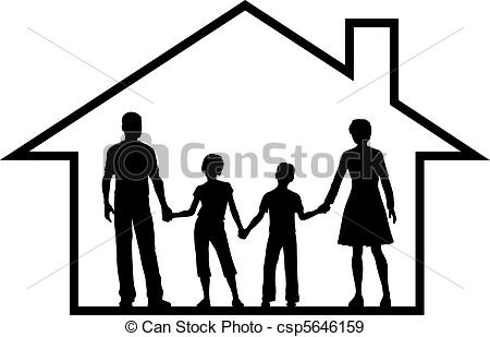 Eps Vectors Of Family House Parents Kids Inside Safe Home   Secure    