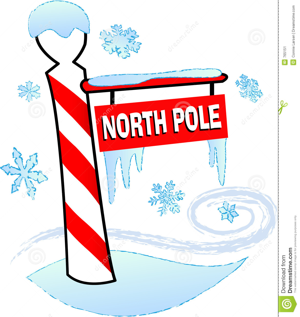 Illustration Of A North Pole Sign Surrounded By Snow And Ice
