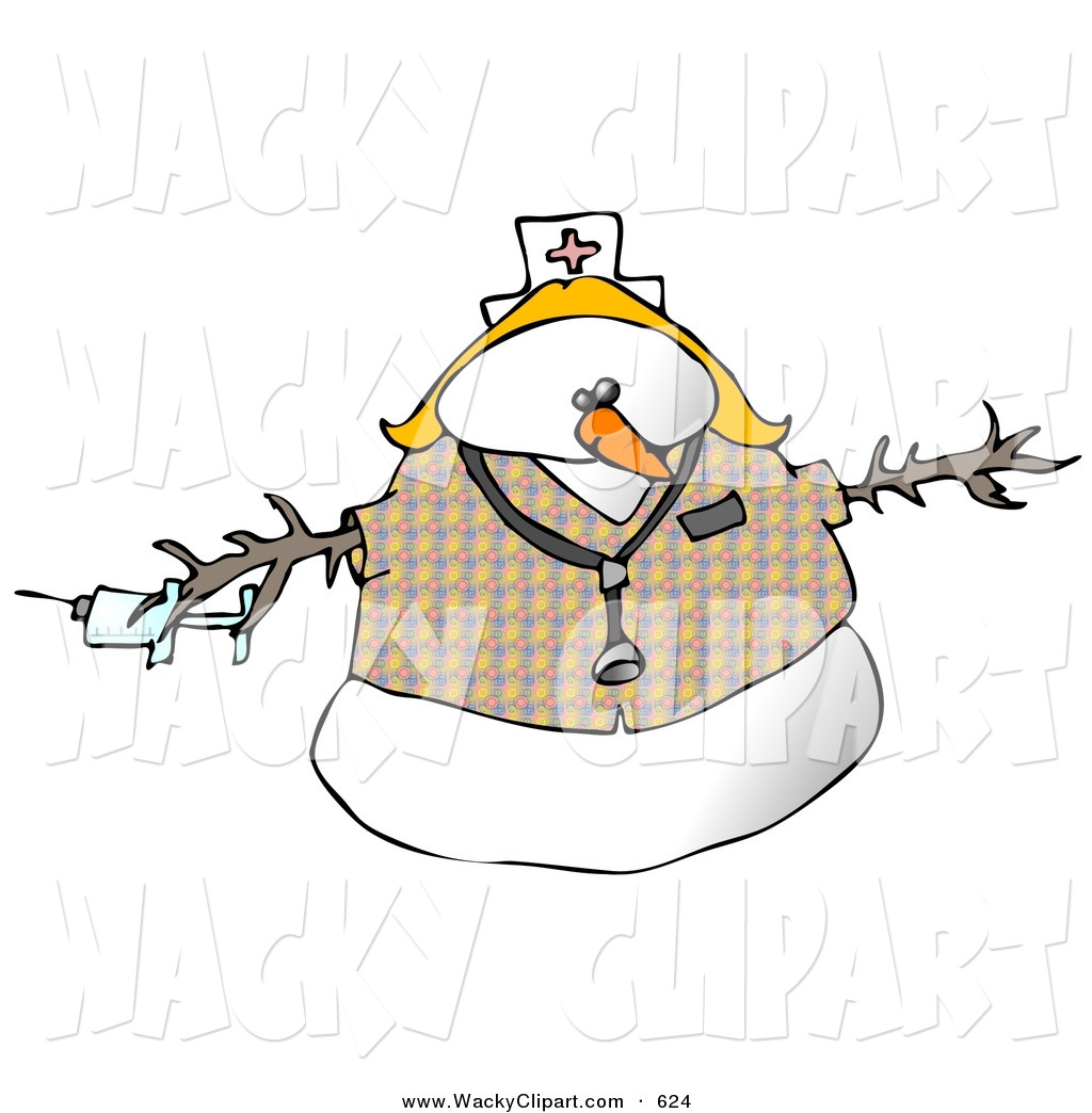 Larger Preview  Clipart Of A Medical Nurse Snow Woman Wearing A