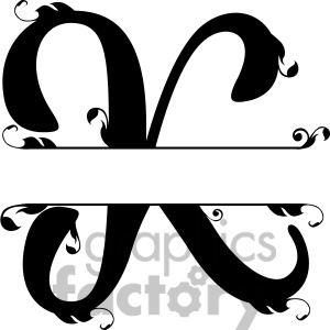 Royalty Free Split Regal K Monogram Vector Design Clipart Image    