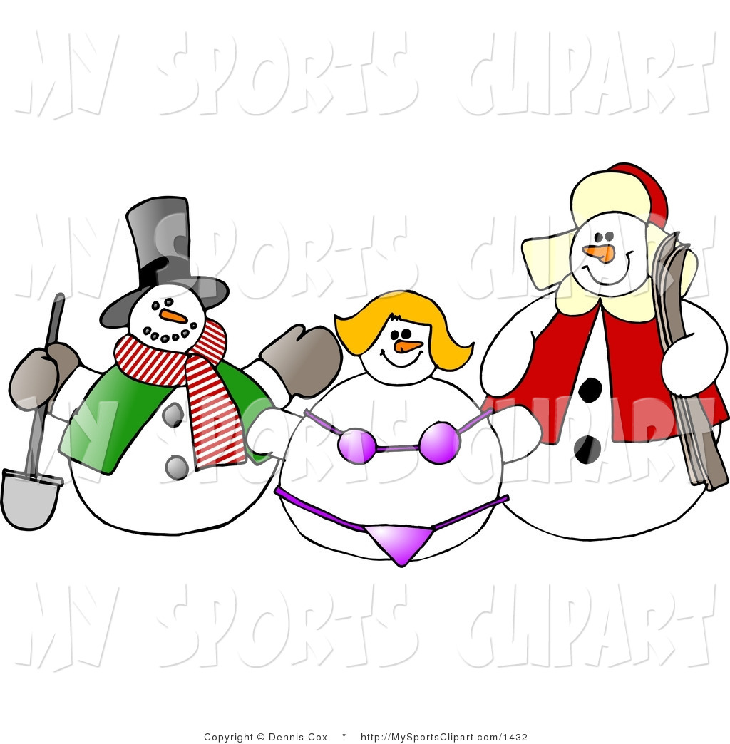 Snow Clip Art Sports Clip Art Of Two Snow Men And A Snow Woman    