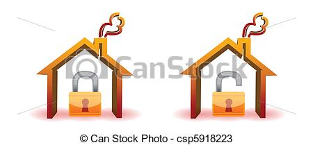 Vector   Safe And Unsafe House   Stock Illustration Royalty Free
