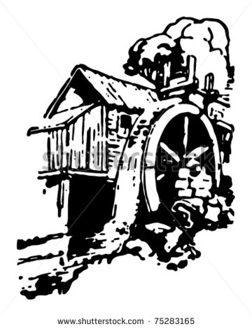 Water Mill Wheel Clipart Old Mill   Retro Ad Art