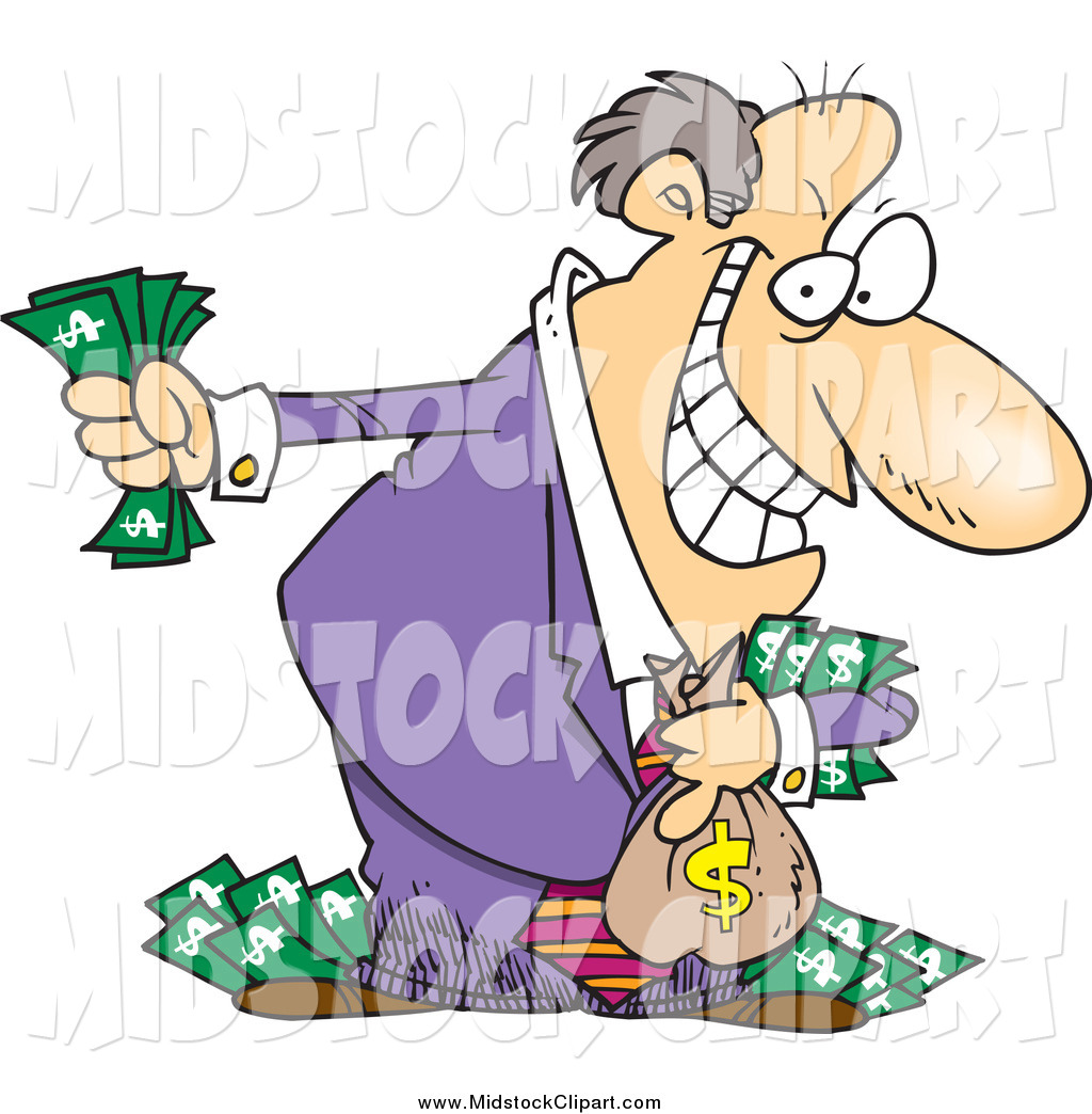 Larger Preview  Clip Art Of A Cartoon Greedy Rich White Businessman