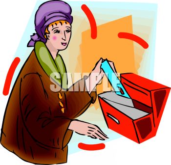 Rich Woman Getting Her Mail   Royalty Free Clipart Picture