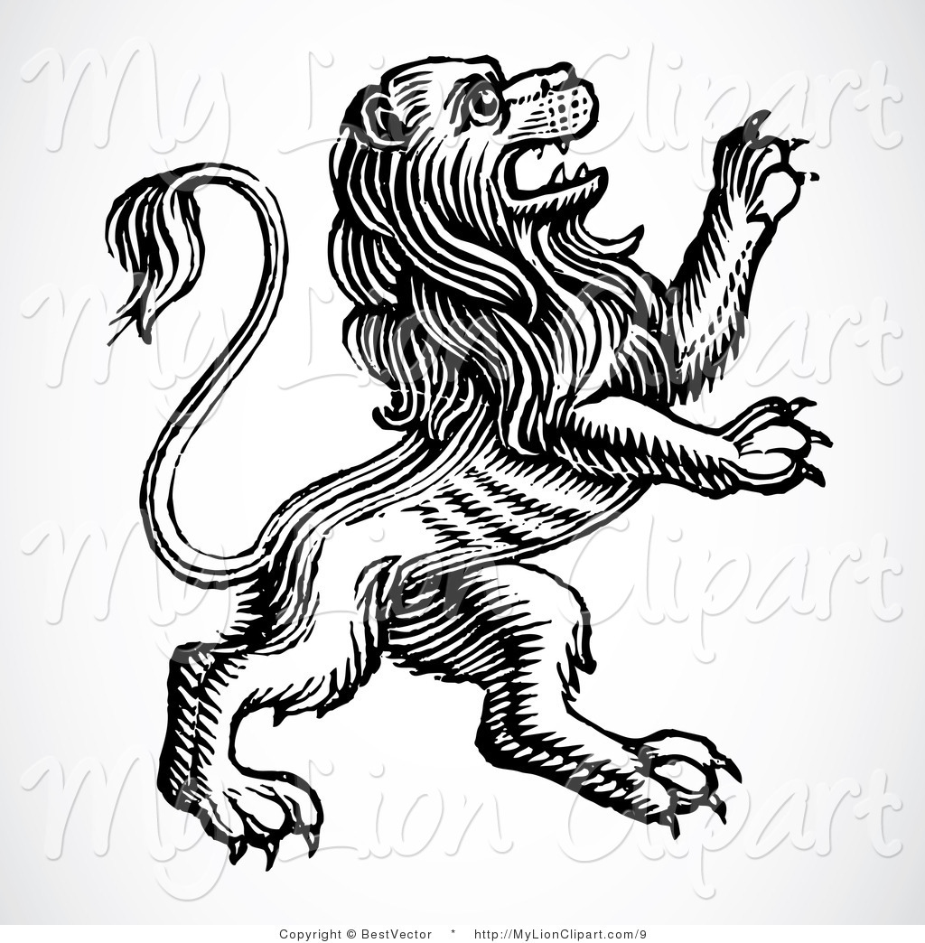 Vector Lion Clipart Of A Heraldic Lion Rearing Up By Bestvector    9