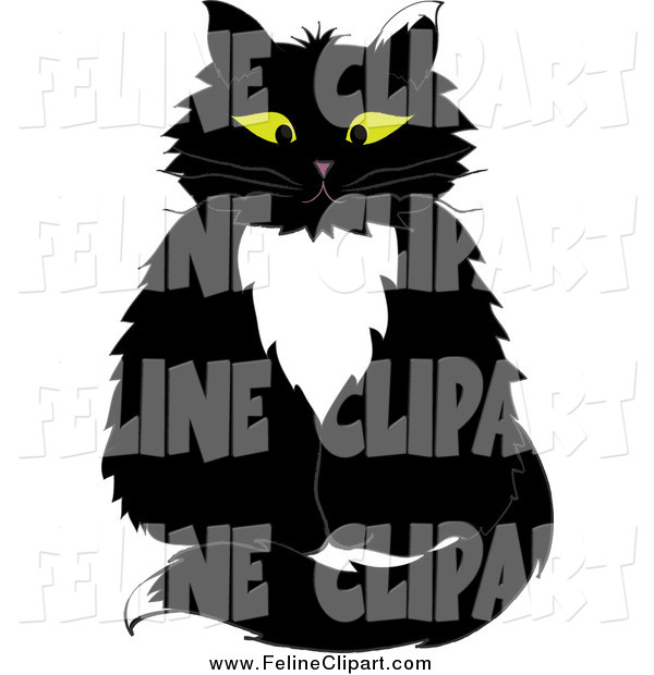 Clip Art Of A Sitting Yellow Eyed Tuxedo Cat By Pams Clipart    906