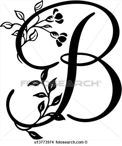 Alphabet B Capital Lettered Monogram Script View Large Clip