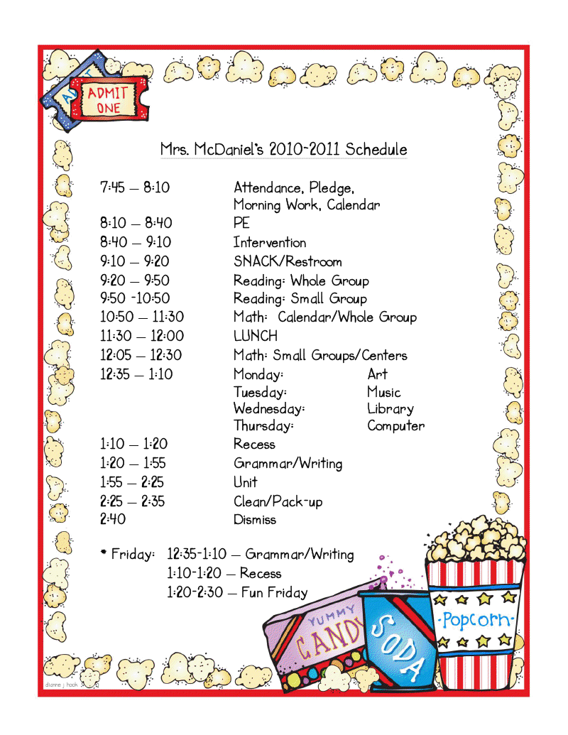Mrs  Mcdaniel S 2nd Grade  Daily Schedule Linky Party