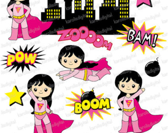 Supergirl   Superheroes   For Girls   Clip Art Set   Comic Superhero