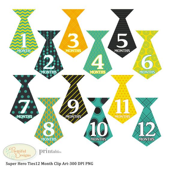 Off Sale 12 Month Baby Boy Onesie Tie Clipart By Pdprintables  1 50