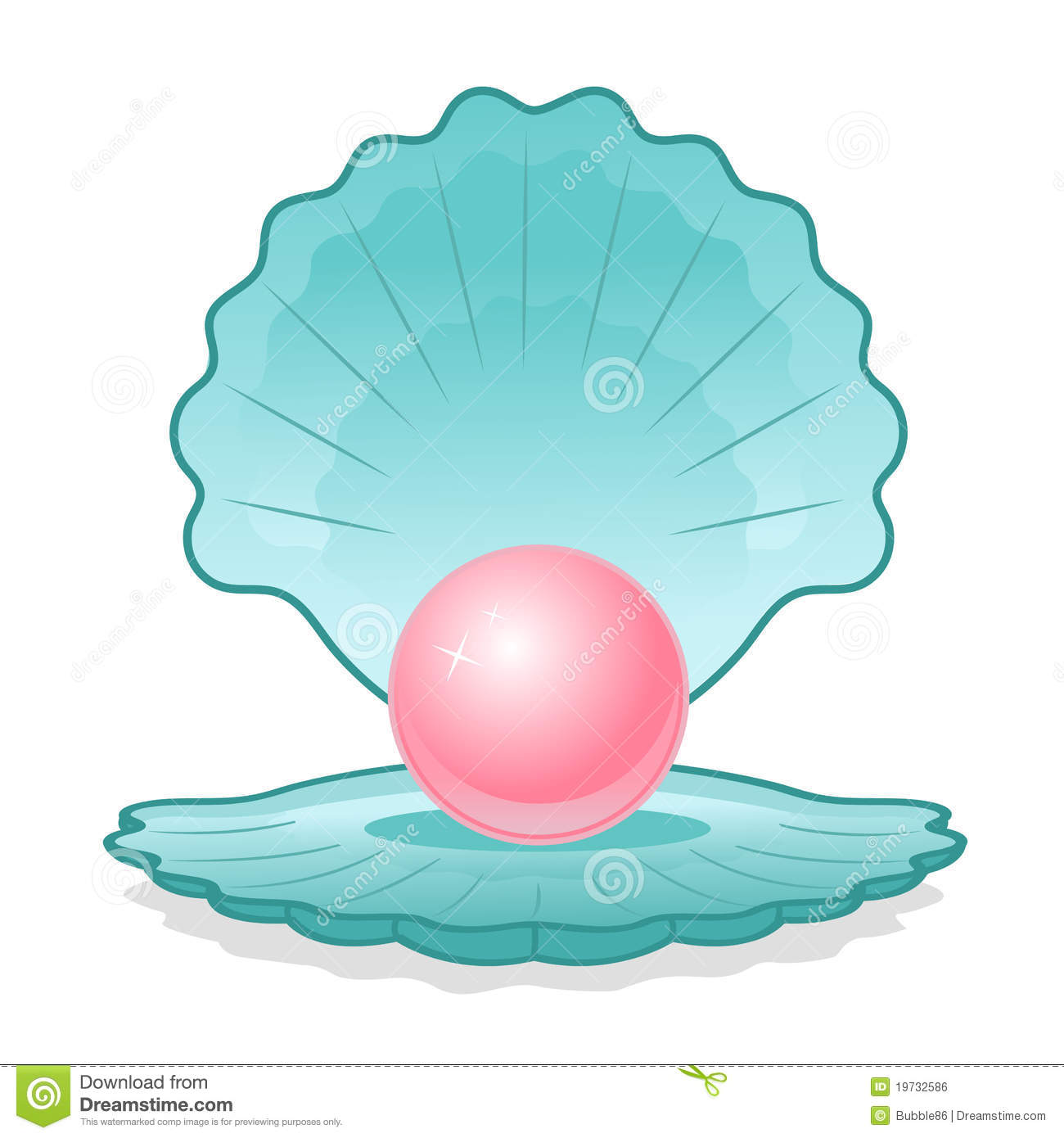 Pink Pearls Clipart Blue Shell With Pink Pearl