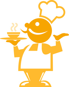 Chef Clipart Image  Yellow Chef Icon As The Cook Stands With A Serving