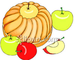 Bundt Cake And Apples   Royalty Free Clipart Picture