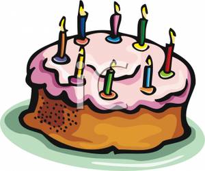 Bundt Cake With Birthday Candles On Top   Royalty Free Clipart Picture